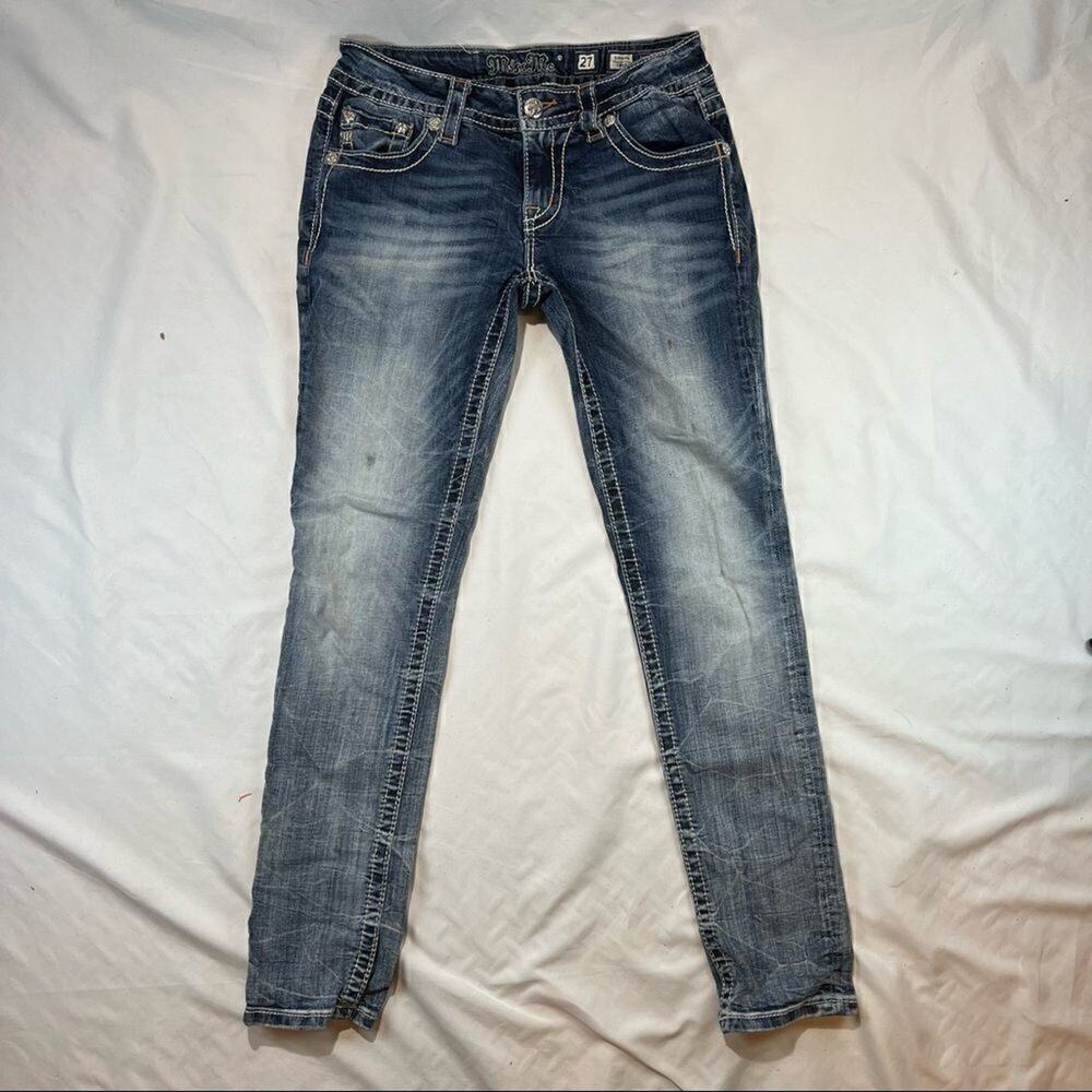 Miss Me Signature Skinny Washed Mid-Rise Denim Blue Med 334 Y2K Womens Jeans 27